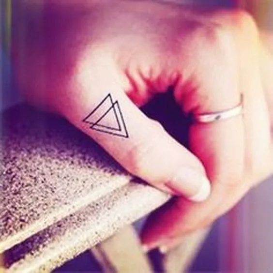 Chic Double Triangle Tattoo on Finger