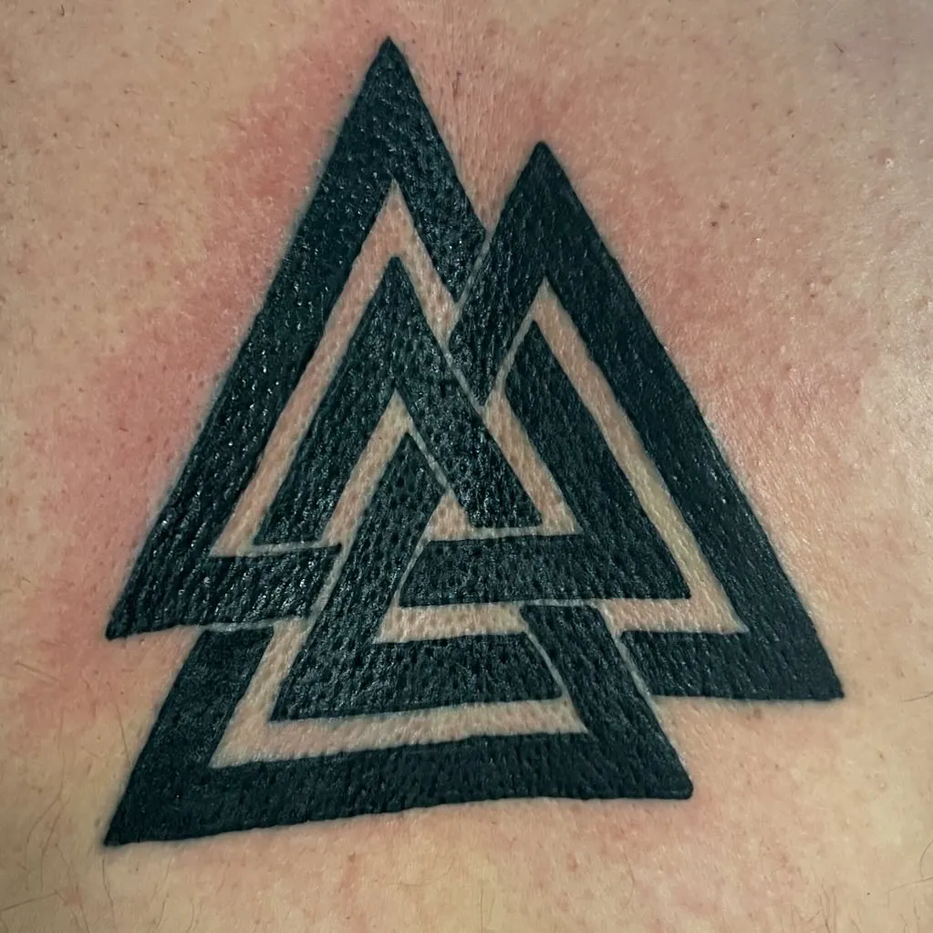 Contrasting Double Triangle Tattoo with Shading