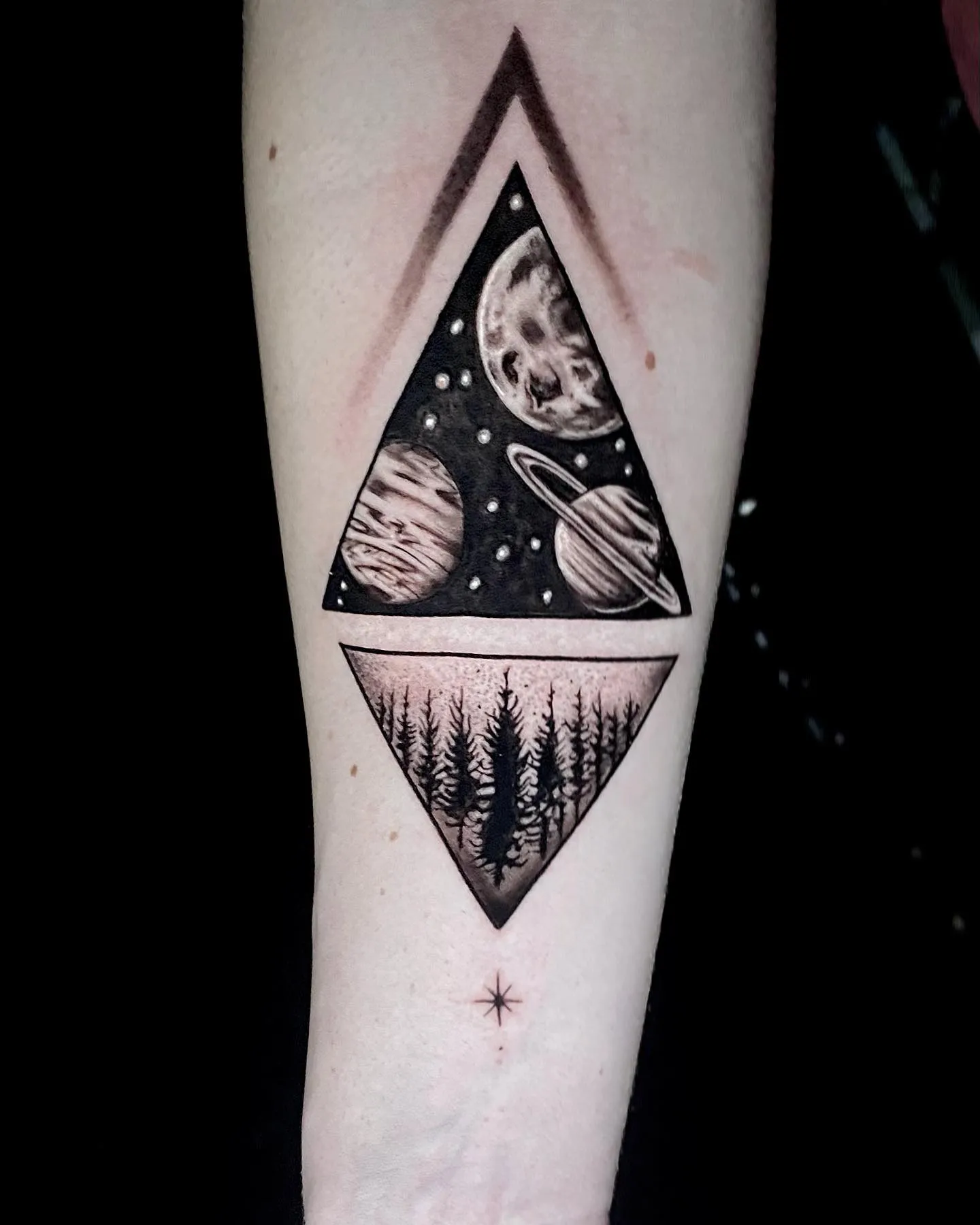 Cosmic Voyage in Double Triangle Ink
