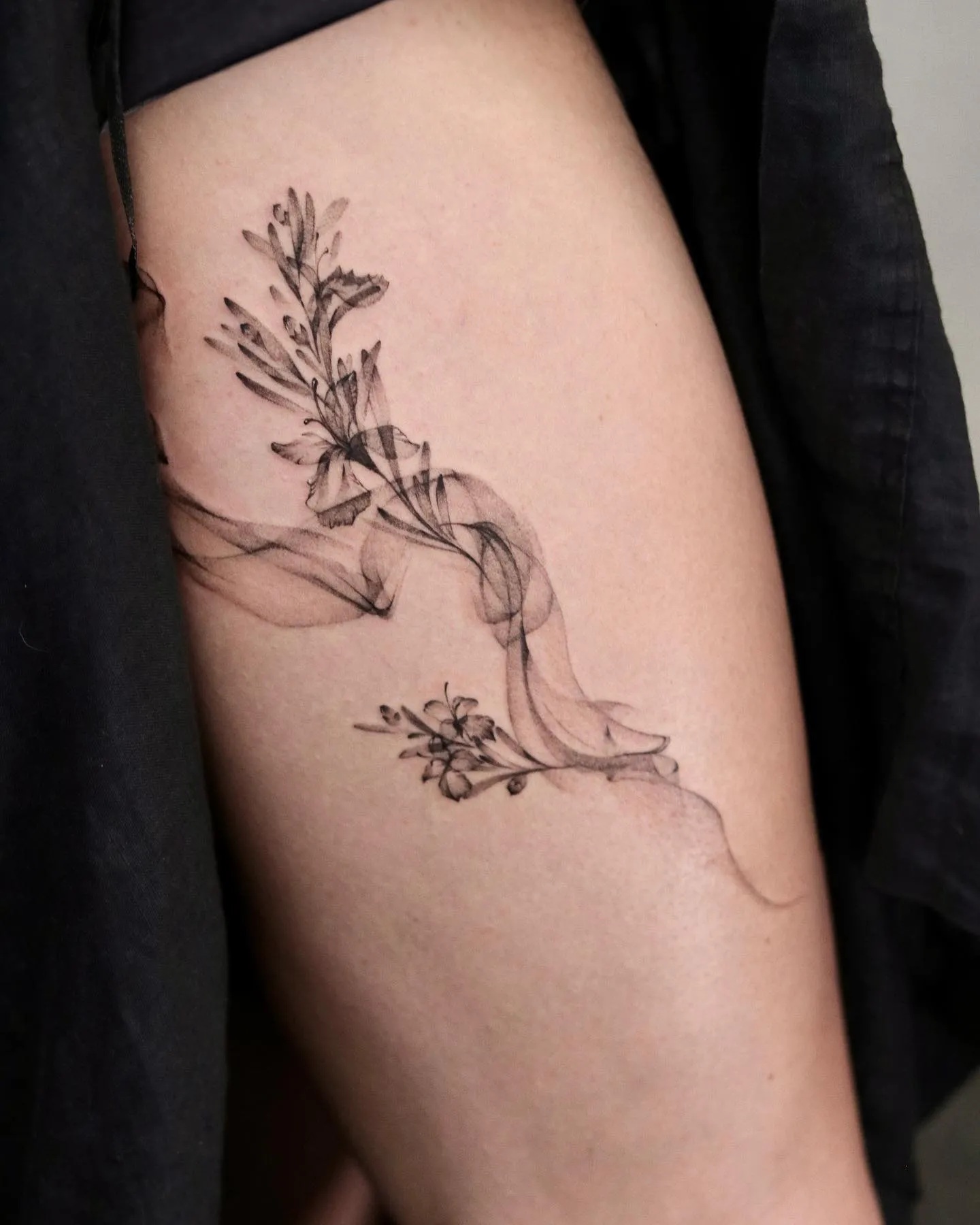 Delicate Rosemary Bouquet Sketch on Thigh