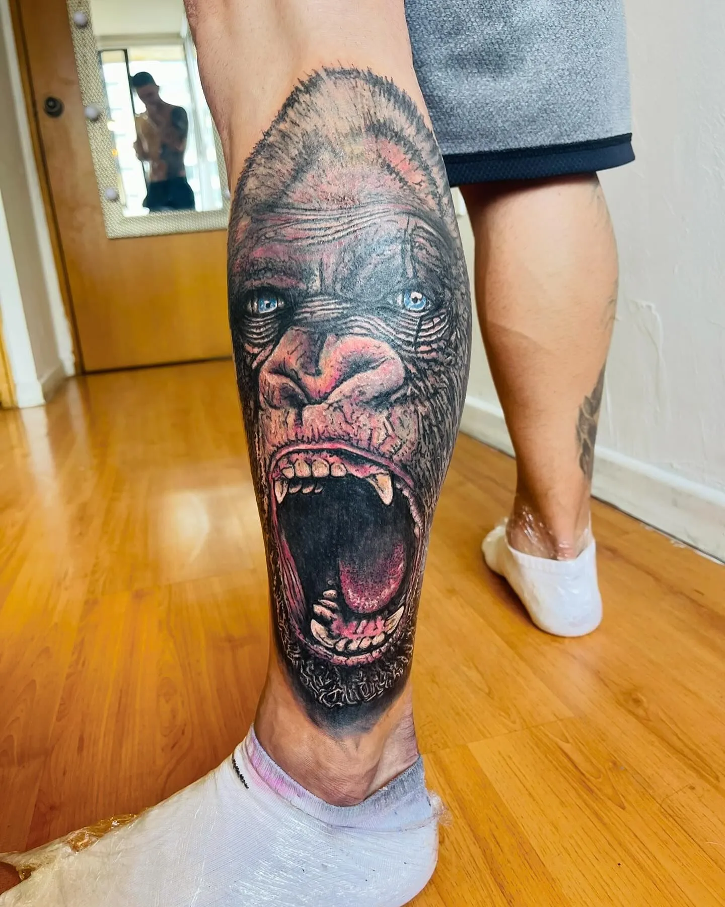 Fierce Kong Roar Tattoo on Calf