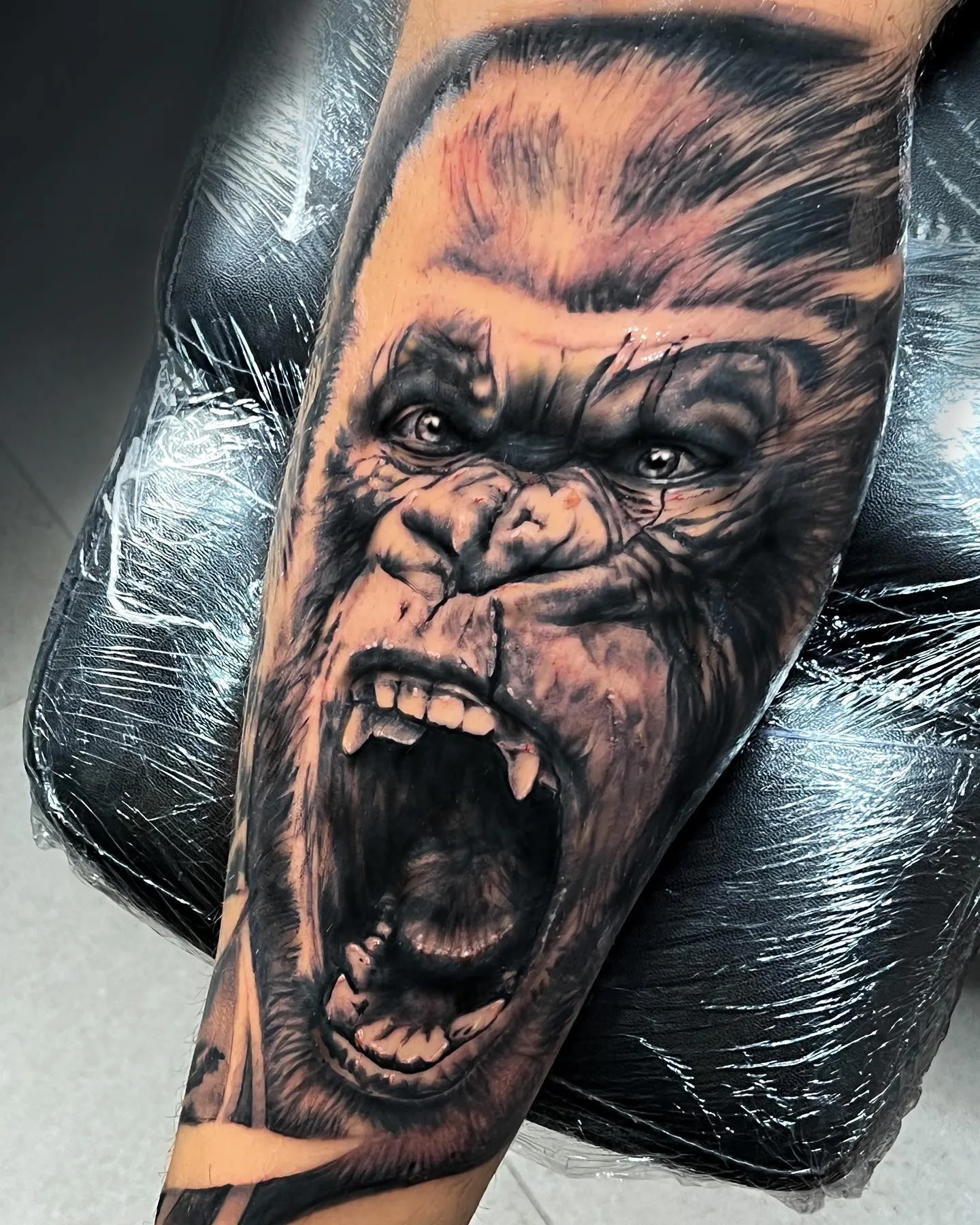 Fierce Kong in Black and Gray on Arm