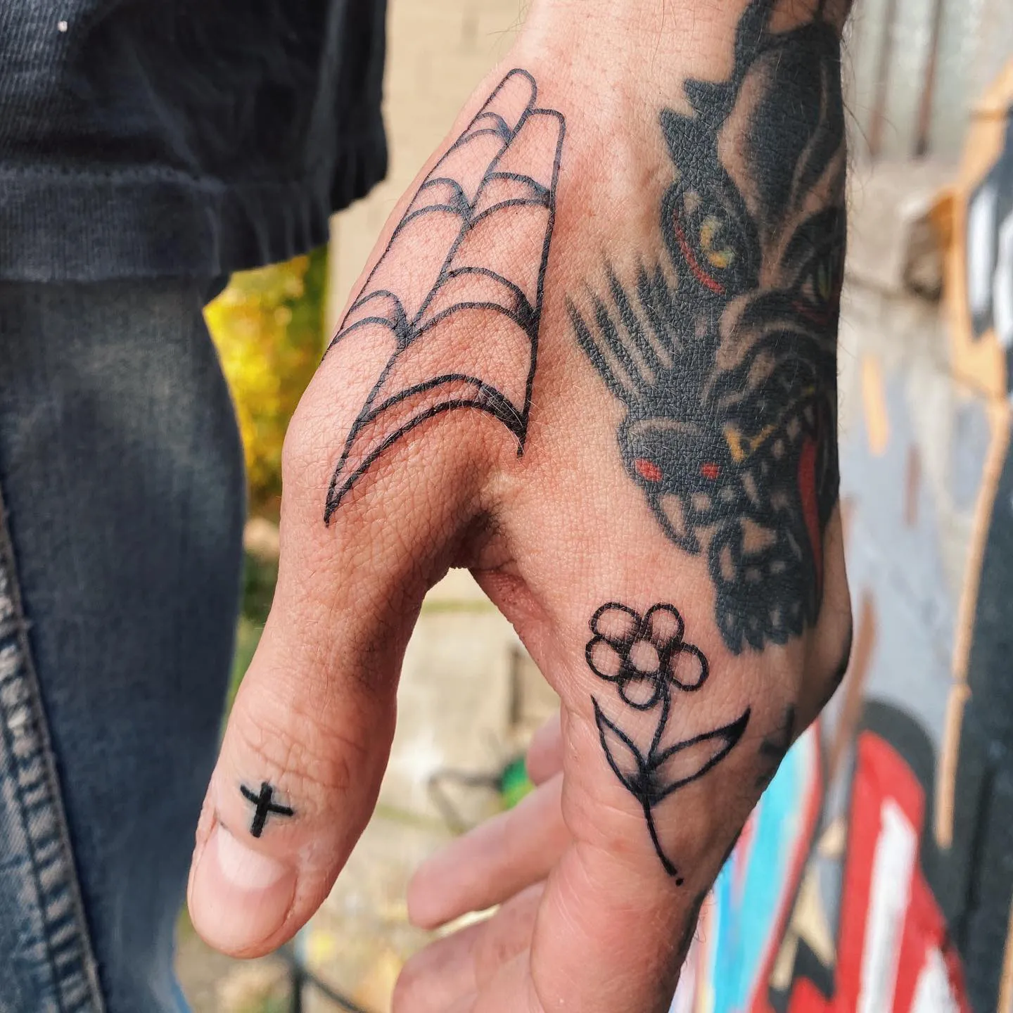Intricate Blackwork Patterns on Side of Hand