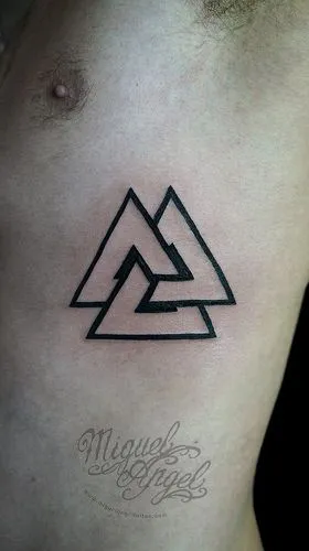 Intricate Triple Triangle Tattoo on Side