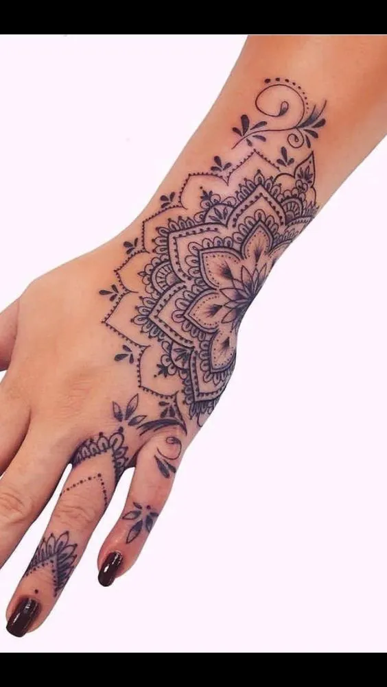 Mandala Elegance Side Hand Tattoo for Women