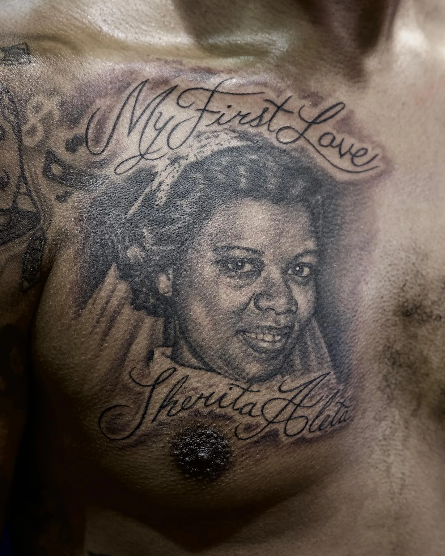 Portrait Tattoo with Loving Inscription for Mom