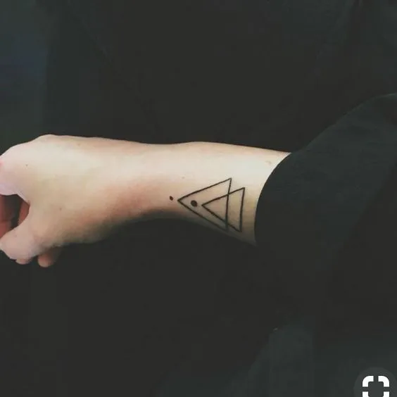 Simple Geometric Double Triangle Wrist Tattoo