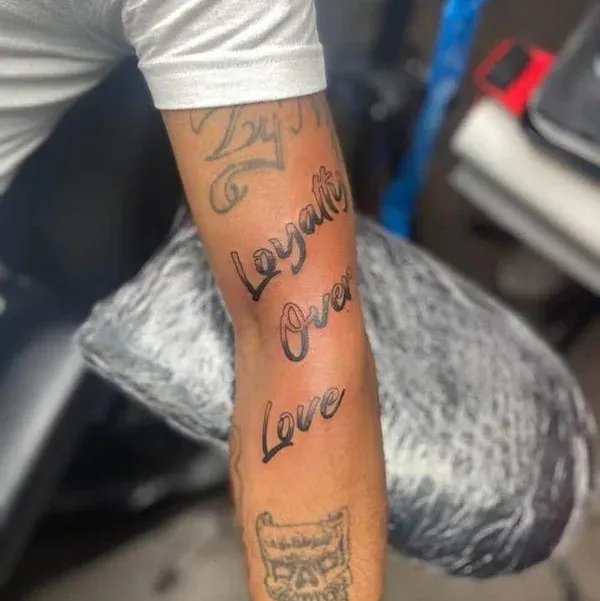 Simple loyalty over love with cursive flair