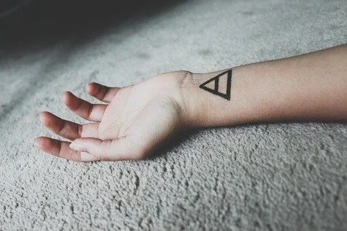Subtle Wrist Tattoo with Triangle Motifs