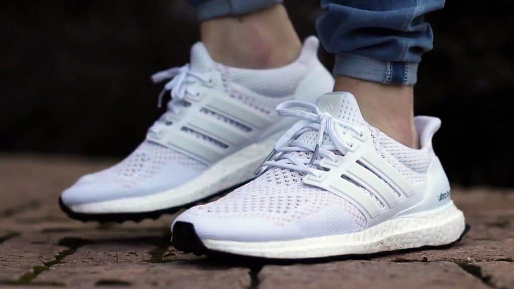 ultra boost white on foot