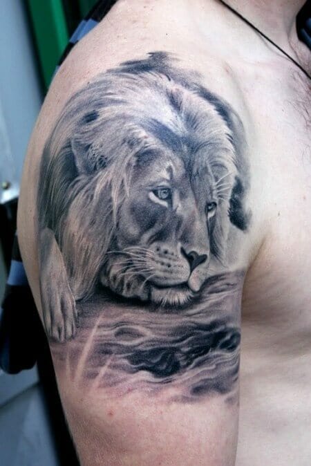 Realistic Lion Arm Tattoo