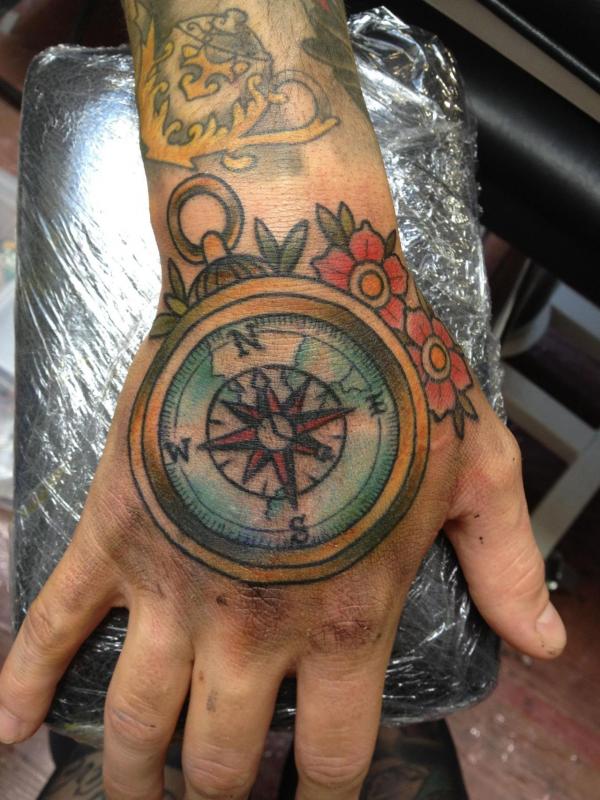 Compass Hand Tattoo