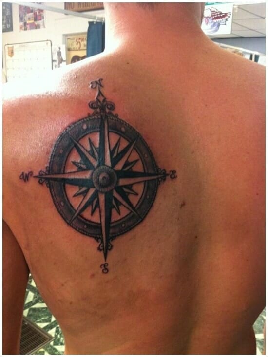 Cool Compass Back Tattoo 