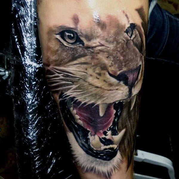 3D Leo Lion Arm Tattoo