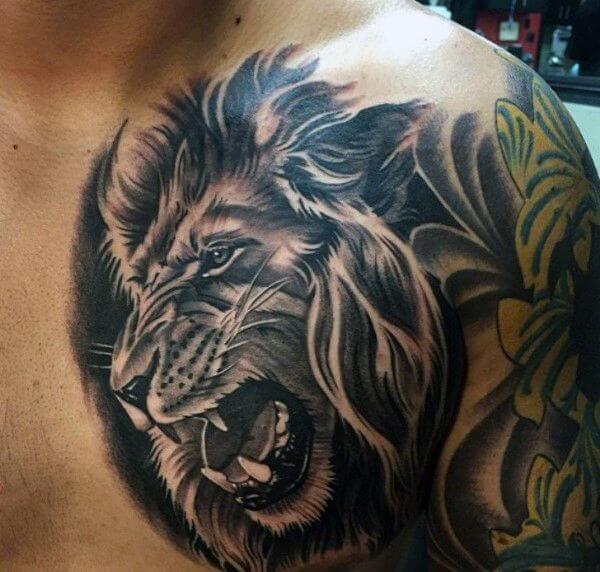 4D Lion Tattoo Chest Tattoo
