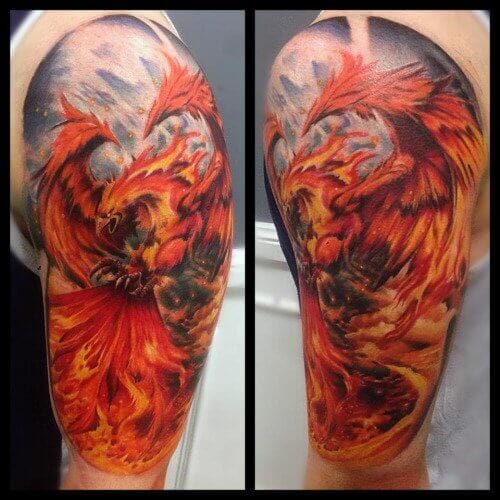 Classic Flaming Phoenix Tattoo