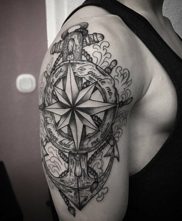 compass & anchor tattoo