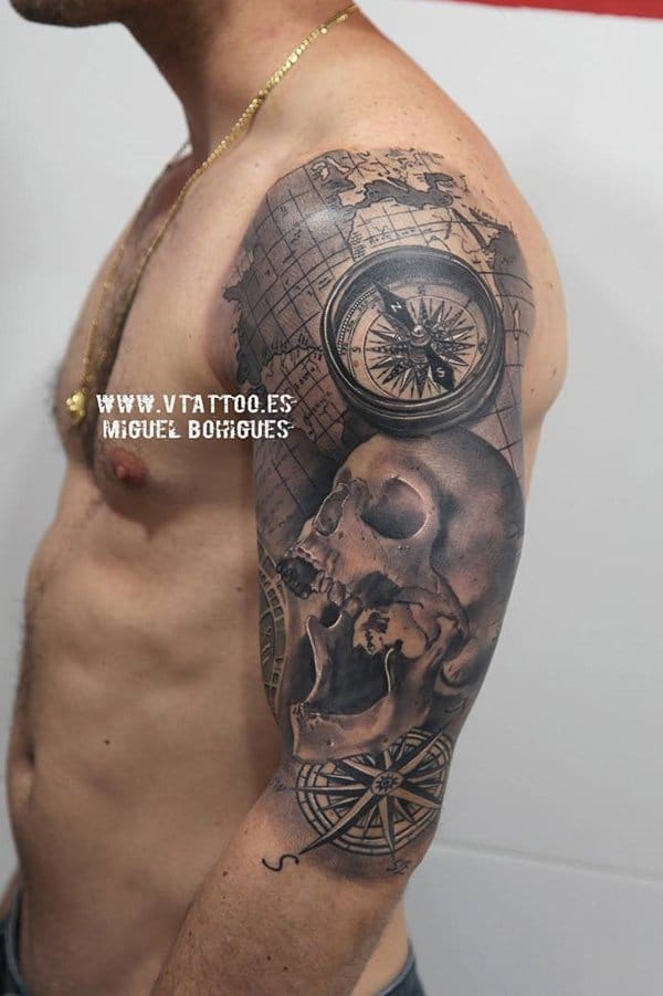Compass with Skull Sleeve