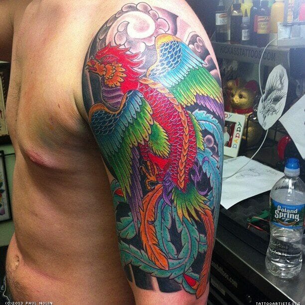 Colourful Phoenix Arm Tattoo