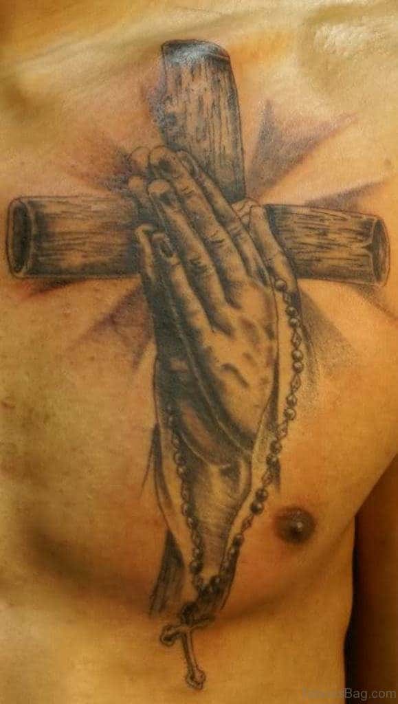 Praying Hands Cross Tattoo