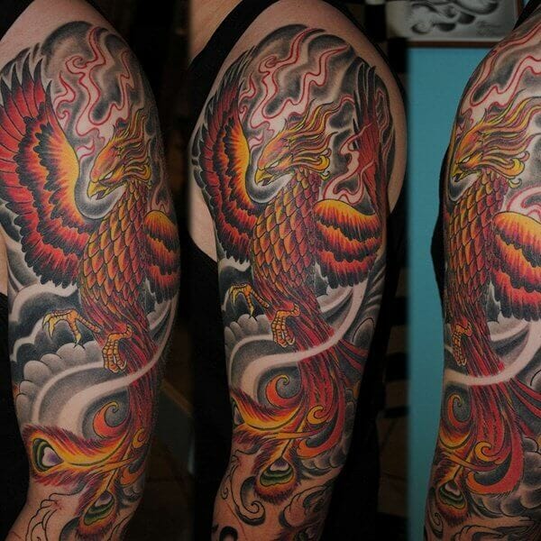 Rising Phoenix Sleeve Tattoo