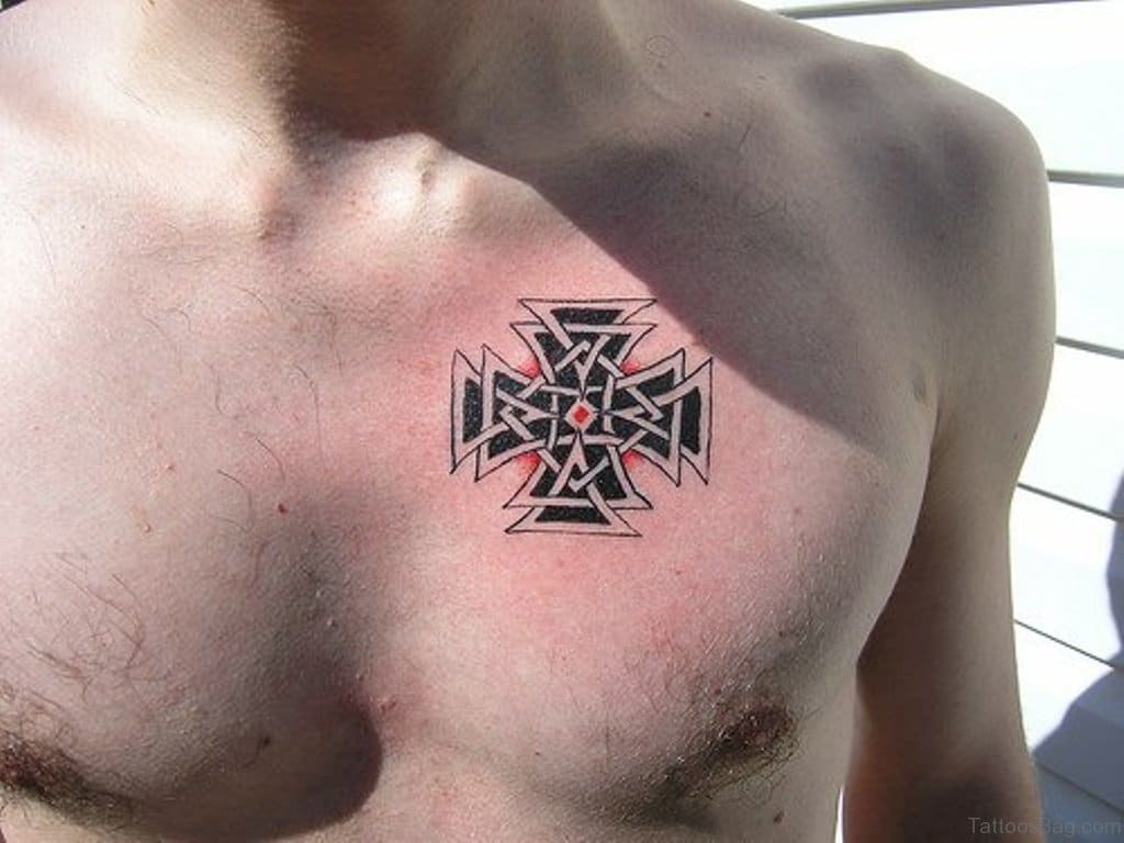 Small Cross Tattoo On Chest Outsons