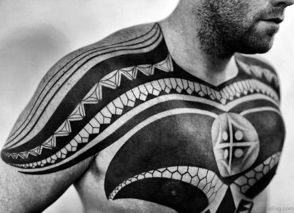 Tribal Abstract Chest Tattoo