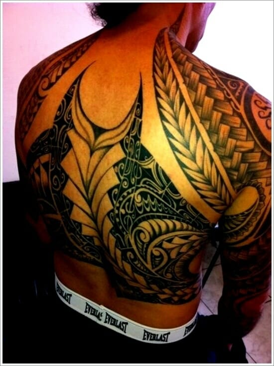 Unique Maori Tribal Back Tattoo