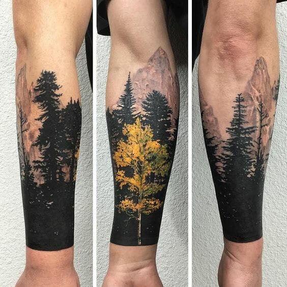 Coloured Forearm Tree Tattoo