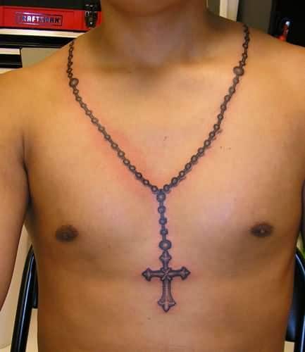 Rosary Beads Cross Tattoo