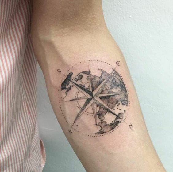 Cool Compass Arm Tattoo