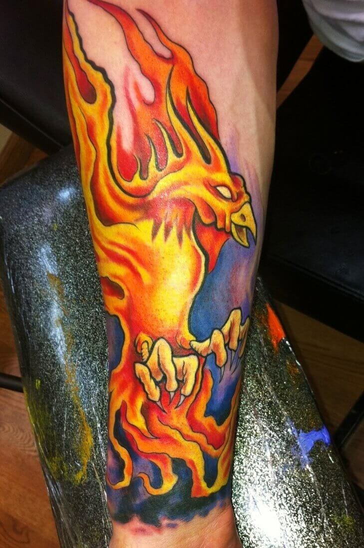 Burning Phoenix Arm Tattoo