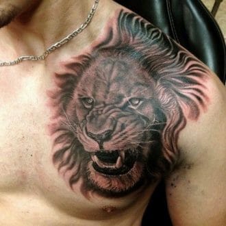 Shoulder & Chest Lion Tattoo 