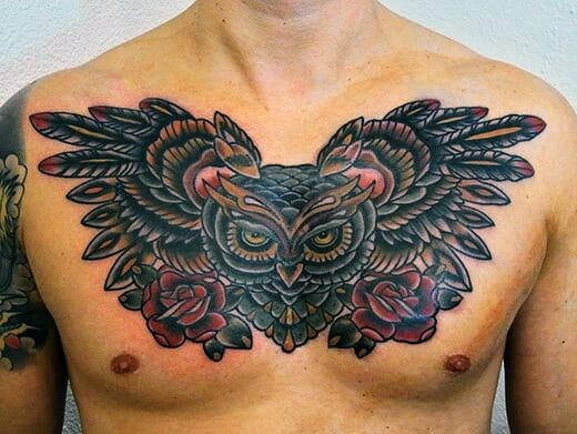 Chest Owl Tattoo