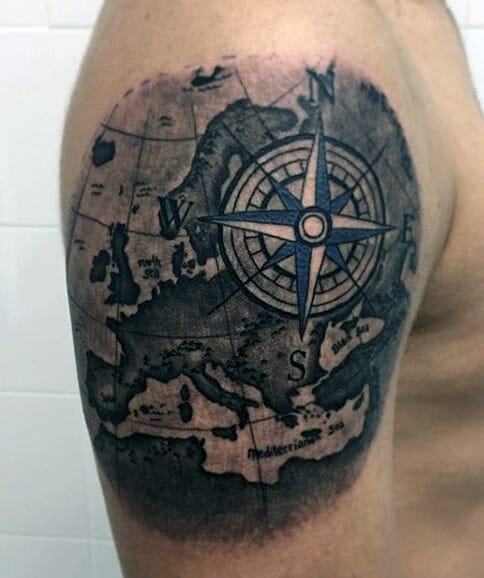 compass tattoo arm design