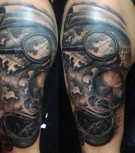 compass tattoo arm design