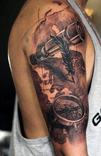 arm compass tattoo