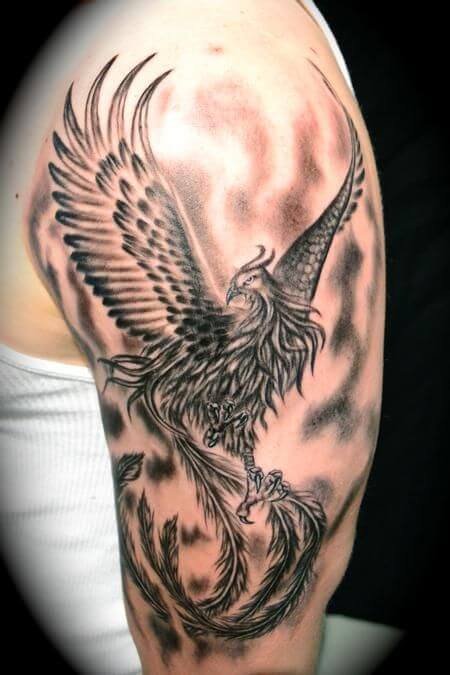 Cool Phoenix Sleeve Tattoo
