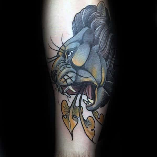 Neo Tradition Lion Tattoo