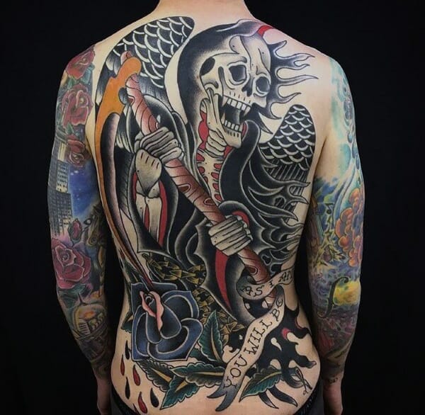 Grim Reaper Back Tattoo
