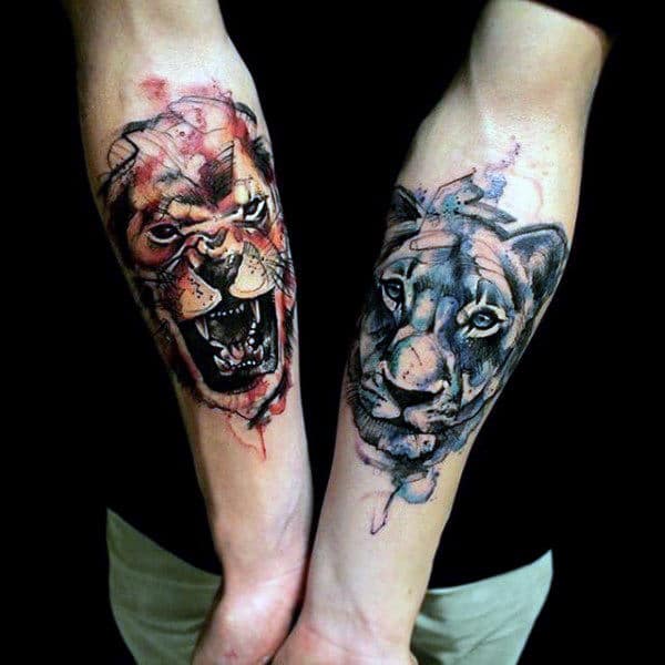 Inner Forearm Modern Lion Tattoos
