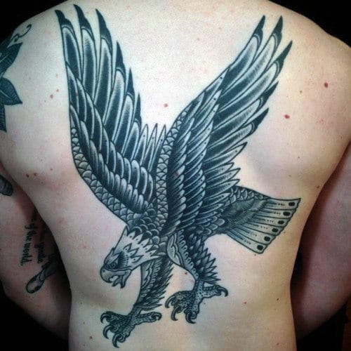 Traditional Eagle Back Tattoo