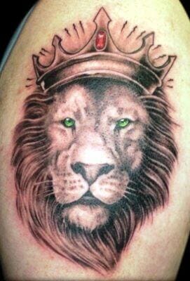 King Leo Lion Tattoo Green Eyes