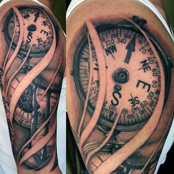 Detailed Compass Tattoo