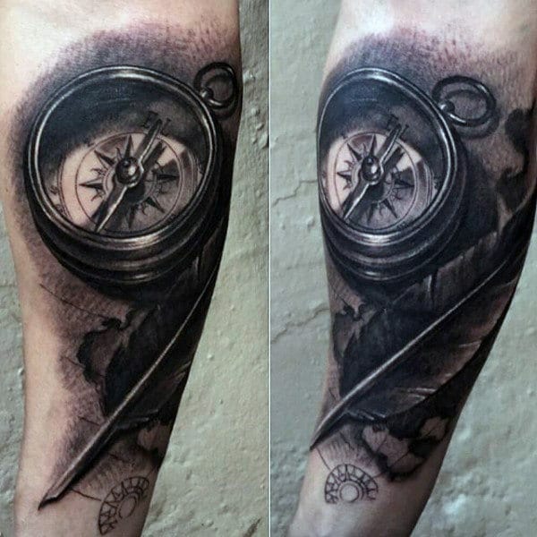 pocket compass arm tattoo