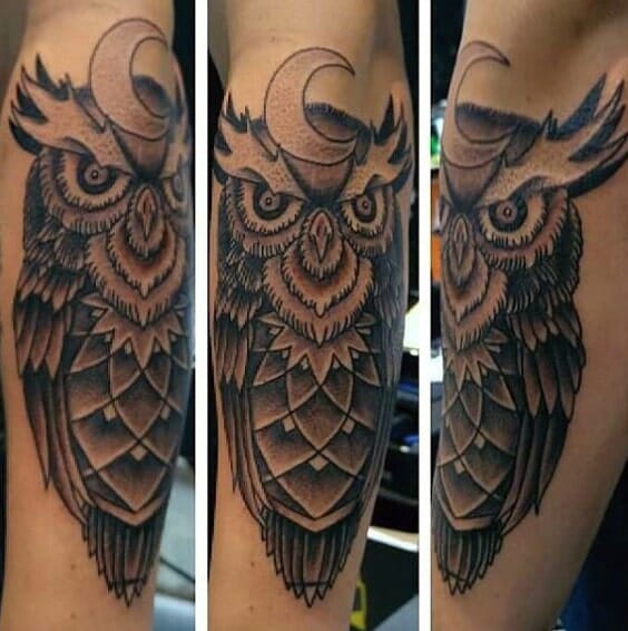 Evil White Owl Tattoo