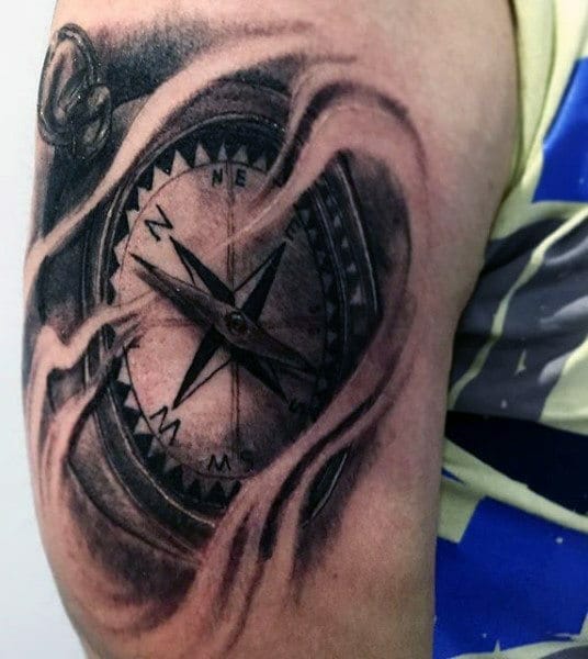 Simple Compass Tattoo 