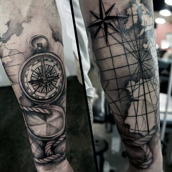 Map Compass Tattoo