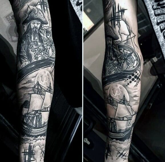 Nautical Compass Arm Tattoo