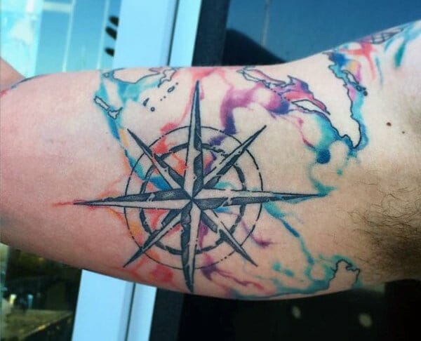 Norwegian Compass Arm Tattoo